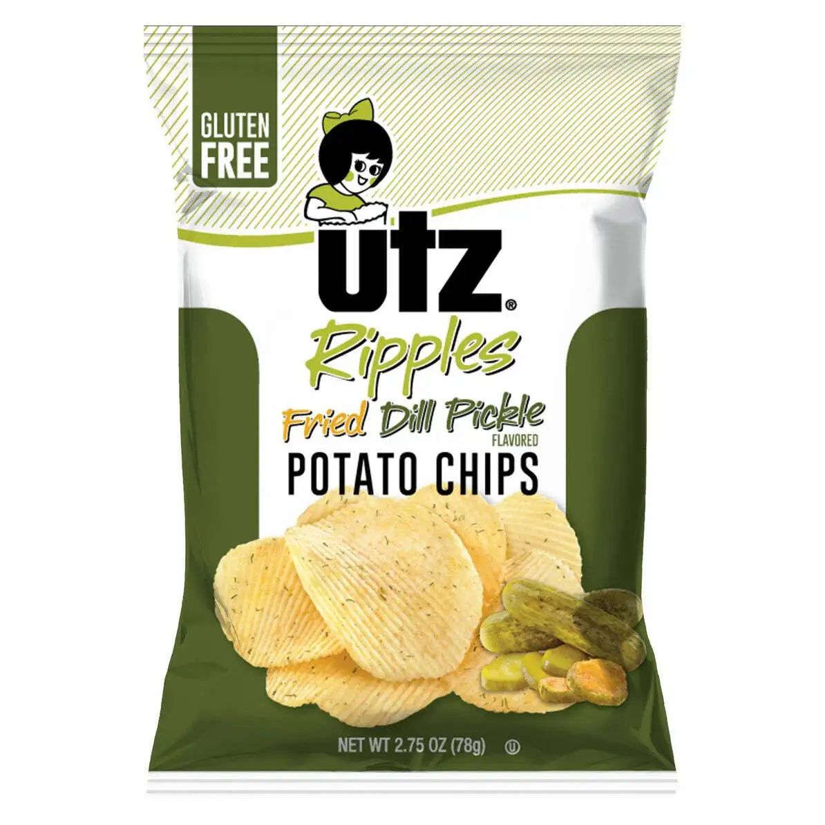 UTZ Utz Potato Chips Ripples Fried Dill Pickle 2.75 oz.